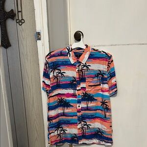 Margaritaville Vibrant Striped Palm Tree Shirt